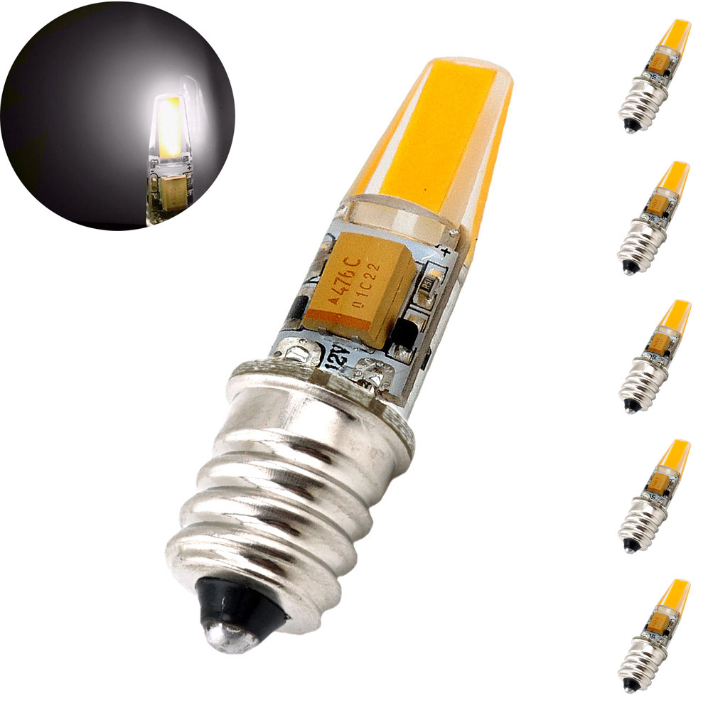 12V E12 LED Light Bulb 2W Omni-directional Candelabra Bulb 200lm E12 Base Bulb Lamp Mini Silicone LED Lights-Pack of 5