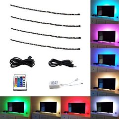 5V USB LED TV Backlight RGB Strip Light Kit with Remote Controller Multi-color 5V USB Powered Waterproof LED Flexible Strip Bias Lighting (4X 500MM)