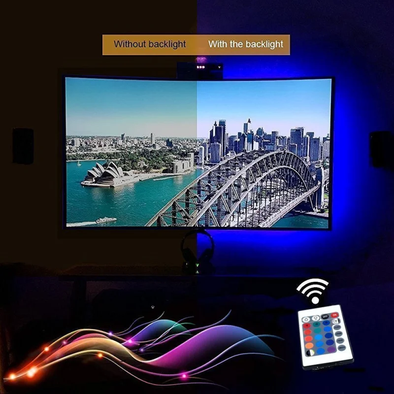 5V USB LED TV Backlight RGB Strip Light Kit with Remote Controller Multi-color 5V USB Powered Waterproof LED Flexible Strip Bias Lighting (4X 500MM)