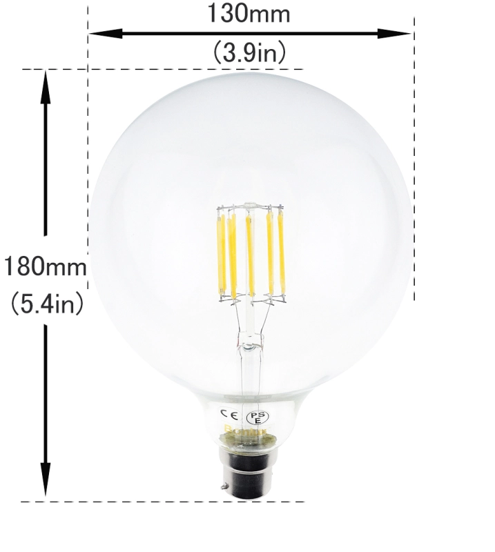 10W G125 B22 LED Filament Globe 125mm Bayonet Cap BC LED Antique Edison Filament Bulb 100 Watt Incandescent Replacement (Non-dimmable)