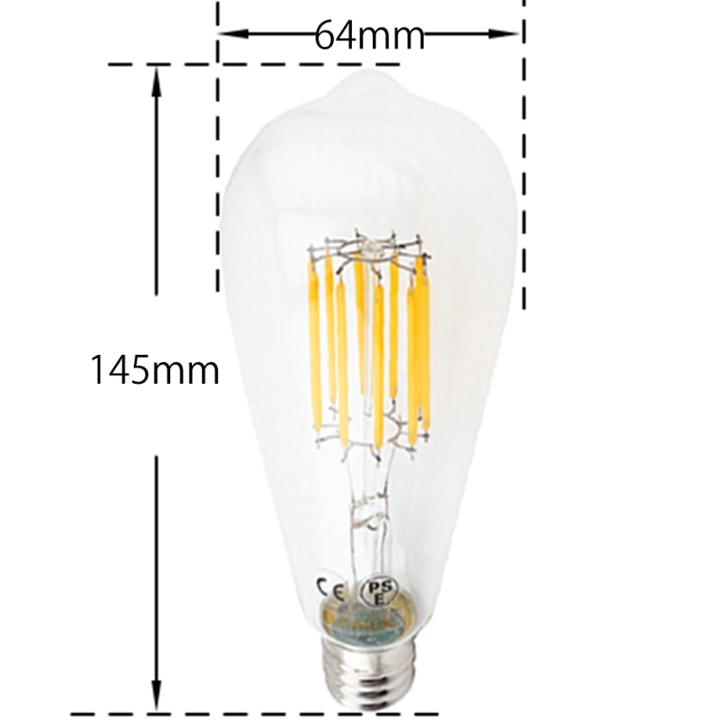 3-Pack 10W ST64 E27 LED Long Filament Bulb Edison Screw ES LED Squirrel Cage Antique Bulb 100W Incandescent Equivalent (Non-dimmable)