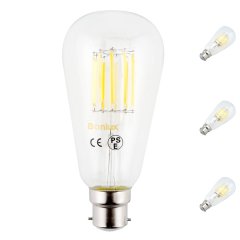 3-Pack 10W ST64 B22 LED Squirrel Cage Light Bulb Bayonet Cap BC ST64 LED Antique Long Filament Bulb 100W Incandescent Equivalent  (Non-dimmable)