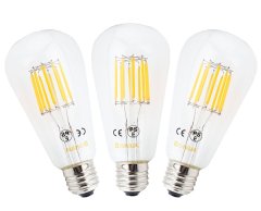 3-Pack 10W ST64 E27 LED Long Filament Bulb Edison Screw ES LED Squirrel Cage Antique Bulb 100W Incandescent Equivalent (Non-dimmable)