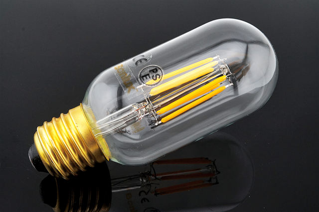 6W LED Vintage Edison T14 Tubular Filament Bulb 110/220V Medium E26 Base Clear Glass LED T45 Decorative Light 60W Incandescent Replacement (Pack of 4)