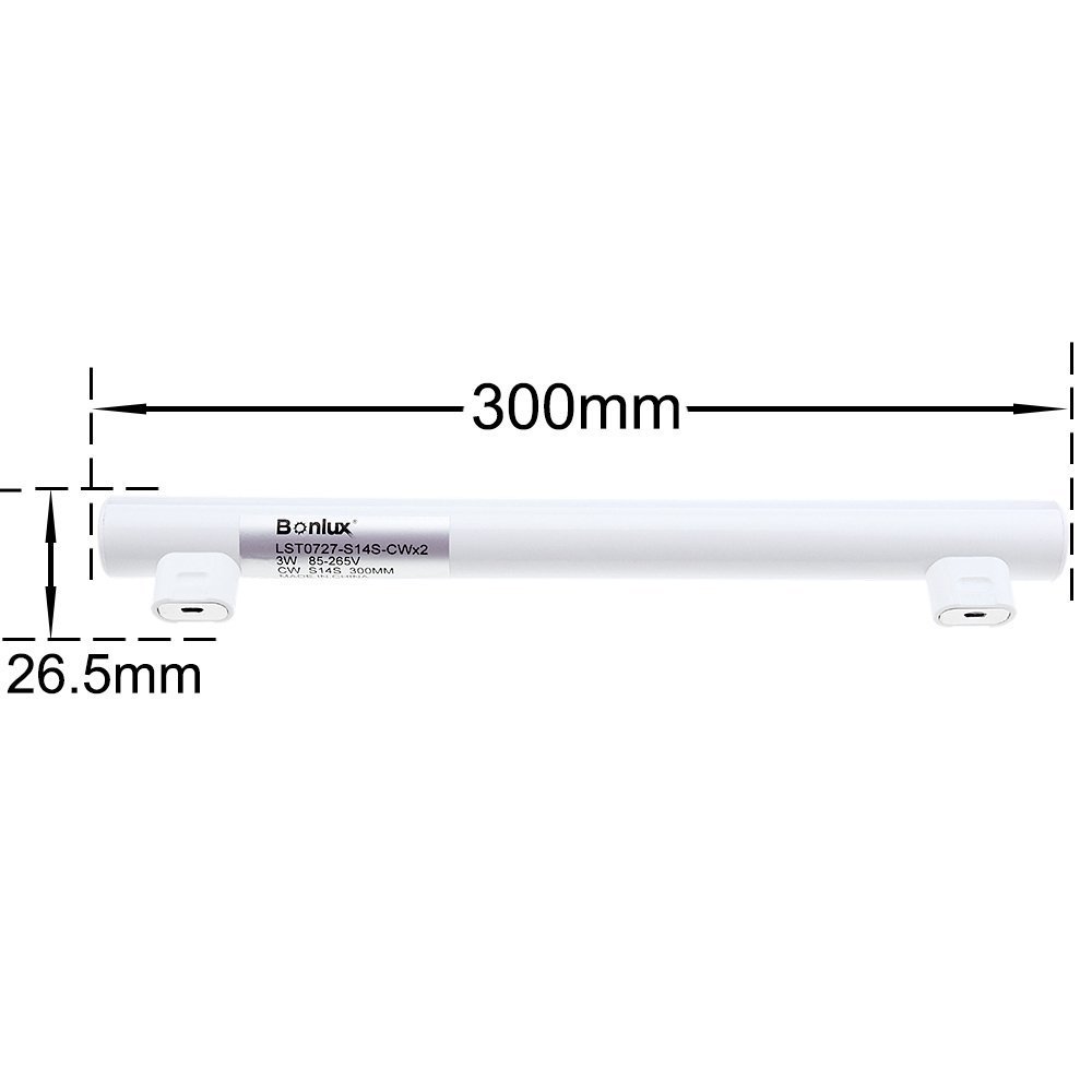 2-Pack 300mm 500mm S14S Tubular LED Light bulbs 3W 6W Tube Bulbs 25W Incandescent Replacement Strip Lamp Bulb [Energy Class A+]