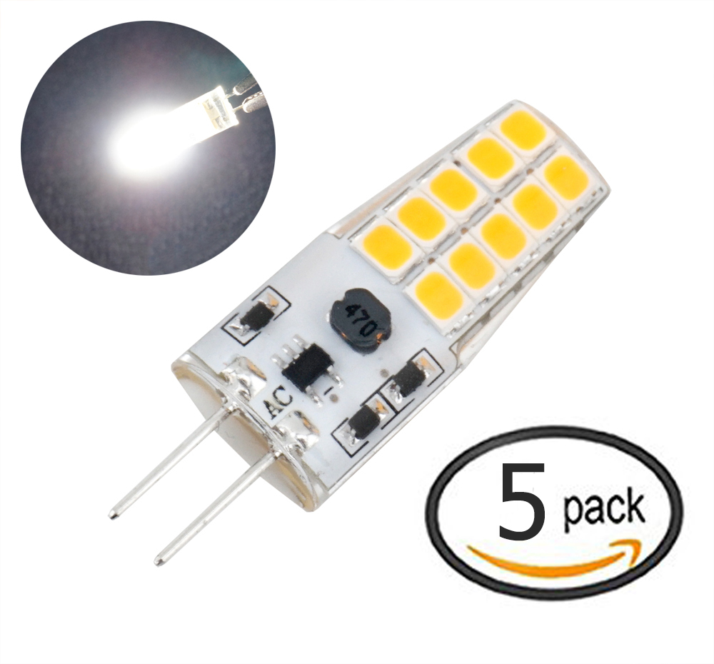 G4 LED 3W LED Bulb AC/DC 12 Volt Entertainment Landscape Home Use Light Led 30W Halogen Replacement, Non-Dimmable (5-pack)