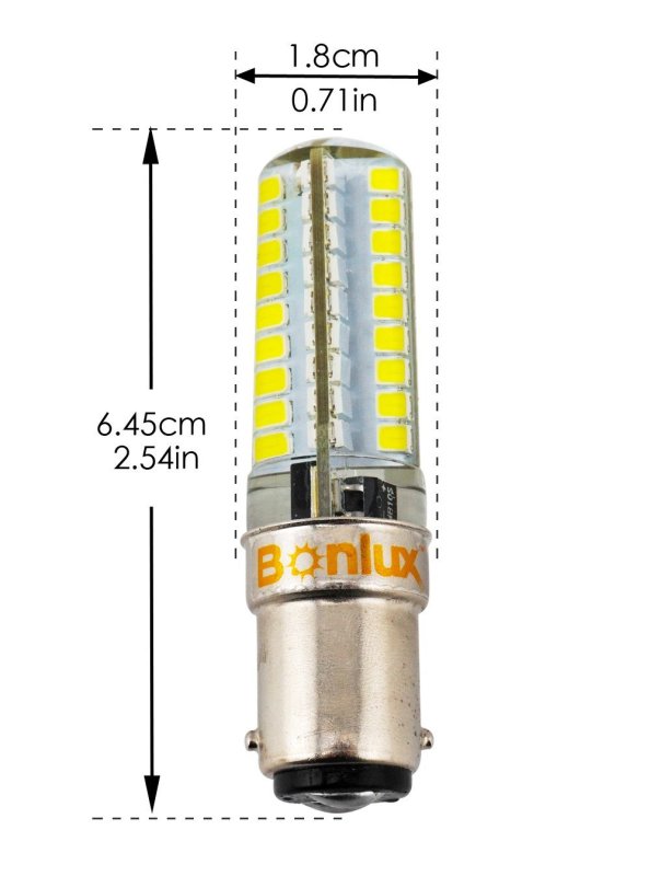 5W 110V 400lm Dimmable Ba15d Double Contact Bayonet Base LED Light Bulb, T3/T4/C7/S6 LED Halogen Replacement Bulb (Pack of 2)