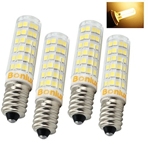 6W 120V E14 Mini LED Bulb, T3/T4 European Base Replacement Omni-directional E14 Bulb for Ceiling Fan, Chandelier, Fridge Lighting (4 pack)