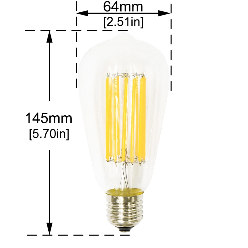 LED Filament Bulbs Edison Bulb ST64 12W Antique LED Bulb Medium Screw E26/E27 Pendant Lighting 120W Incandescent Bulb, Non-Dimmable(3-pack)