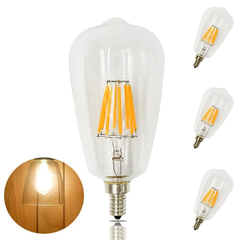 8W ST21 LED Candelabra Edison Filament Bulb ST64 E12 Candelabra Base 110V Clear Squirrel Cage Style Decorative Bulb 80W Incandescent Equivalent