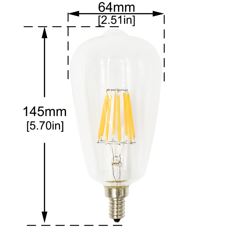 8W ST21 LED Candelabra Edison Filament Bulb ST64 E12 Candelabra Base 110V Clear Squirrel Cage Style Decorative Bulb 80W Incandescent Equivalent