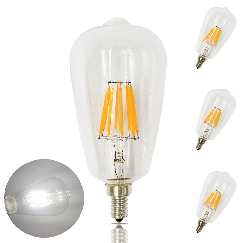 8W ST21 LED Candelabra Edison Filament Bulb ST64 E12 Candelabra Base 110V Clear Squirrel Cage Style Decorative Bulb 80W Incandescent Equivalent