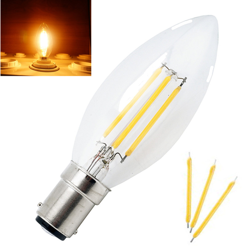 C35 B15 LED Candle Bulb 4W 220V Filament Light Bulb Crystal Chandelier LED Lamp With Glass Torpedo Shape 40W Incandescent Replacement-Pack of 4