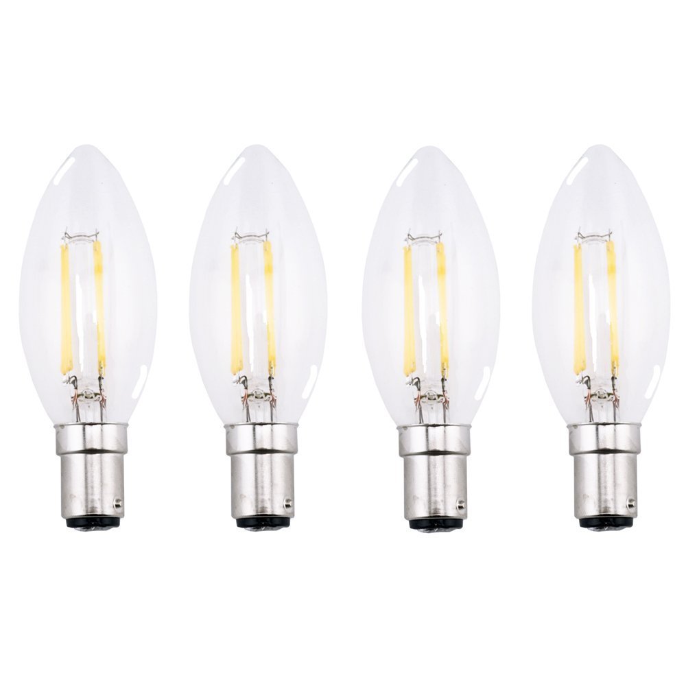 C35 B15 LED Candle Bulb 4W 220V Filament Light Bulb Crystal Chandelier LED Lamp With Glass Torpedo Shape 40W Incandescent Replacement-Pack of 4