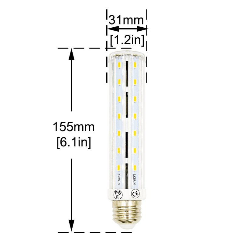 15W LED 3-Way Corn Bulb Dimmable T10 Tubular LED Light, 100/50/25W Incandescent Equivalent, Medium Screw E26 Base for Table Reading Lamp (Pack of 2)