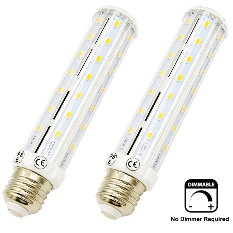 15W LED 3-Way Corn Bulb Dimmable T10 Tubular LED Light, 100/50/25W Incandescent Equivalent, Medium Screw E26 Base for Table Reading Lamp (Pack of 2)