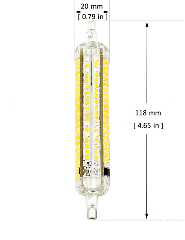 3 Way Dimmable J118 R7S Base LED Light Bulbs 10/5/2.5W R7S 118mm(4.65&quot;) LED Floodlight Lamps 100/50/25W Halogen Replacement Lighting (2-Pack)