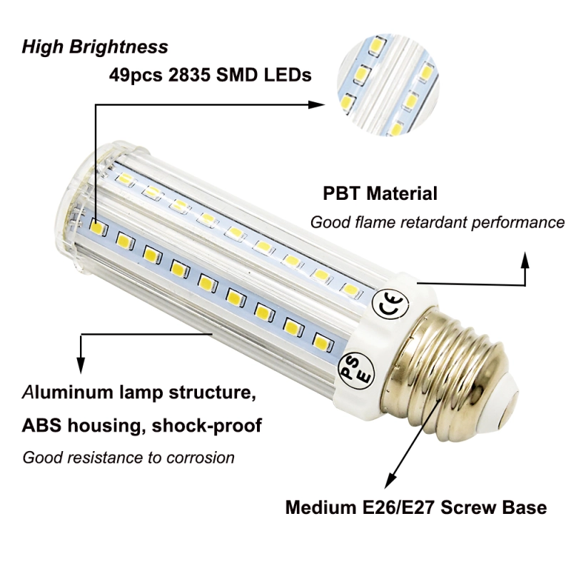 3 Way T10 Tubular LED Light Bulb 120V Medium E26 Base 10/5/2.5W LED Corn Light Bulb for Pendant Ceiling Chandelier Reading Light (2-pack)