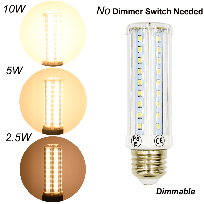 3 Way T10 Tubular LED Light Bulb 120V Medium E26 Base 10/5/2.5W LED Corn Light Bulb for Pendant Ceiling Chandelier Reading Light (2-pack)