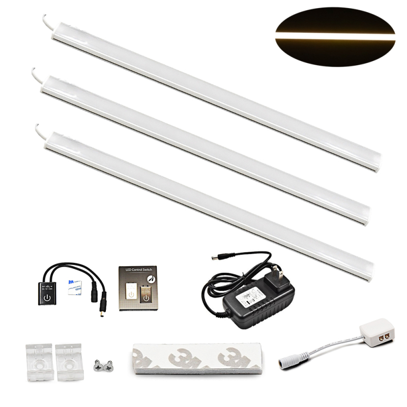 18W Linkable Under Kitchen Cabinet LED Lamps 12 Inches Hand Wave Activated Under-cabinet Lighting Strip Lights for Jewelry Case Bookcases Closet