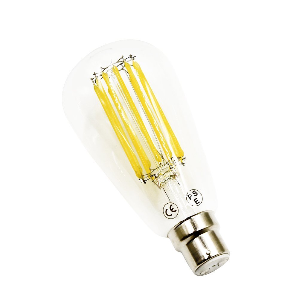 ST64 BC LED Filament Light Bulb 12W B22 Bayonet Cap Antique Edison Style Lamp Bulb Long Filament 120W Halogen Replacement Non-dimmable (3 Pack)
