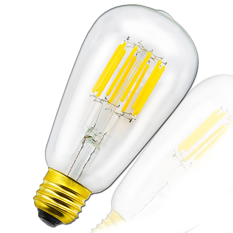 10W Dimmable ST64 Vintage LED Filament Bulb 120V ST21(ST64) Antique Shape Edison Style E26 Medium Base 100W Equivalent Lamps (4-Pack)