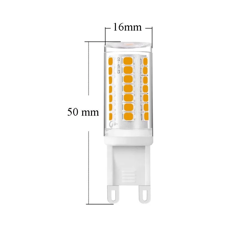 Dimmable G9 LED Bulb 35W Halogen Equivalent T4 JD Type Ceramic G9 Base Bulb,  No Strobe, Flicker Free LED G9 for Chandelier, Ceiling Fixture