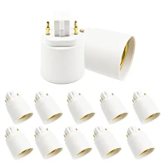 Gx24q to E26/E27 LED Light Sockets Adapter, Gx24q to Medium Edison Bulb Base Adapter, 4 Pin CFL Lamp Base Converter Remove Bypass the Ballast(10-Pack)