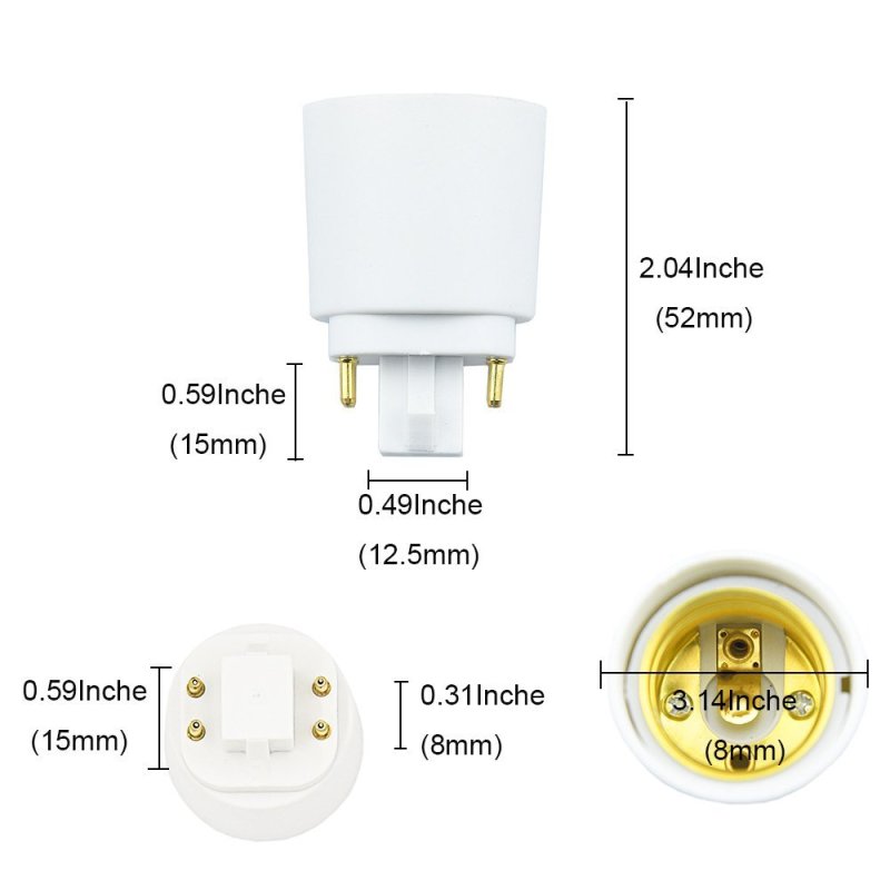 Gx24q to E26/E27 LED Light Sockets Adapter, Gx24q to Medium Edison Bulb Base Adapter, 4 Pin CFL Lamp Base Converter Remove Bypass the Ballast(10-Pack)