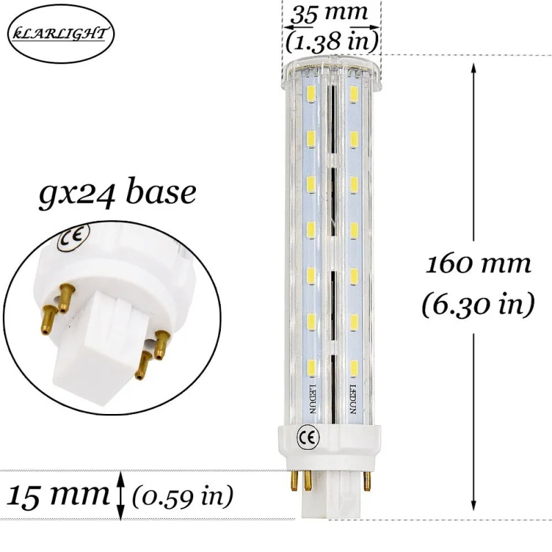 Bonlux G24Q Base LED Bulb 12W GX24Q 4 Pin LED PL Corn Light Lamps GX24(G24) LED Lights 26W Compact Fluorescent Lamp Replacement (Remove the Ballast)