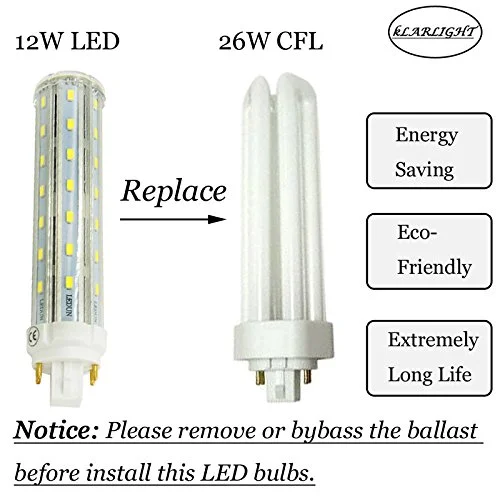 Bonlux G24Q Base LED Bulb 12W GX24Q 4 Pin LED PL Corn Light Lamps GX24(G24) LED Lights 26W Compact Fluorescent Lamp Replacement (Remove the Ballast)