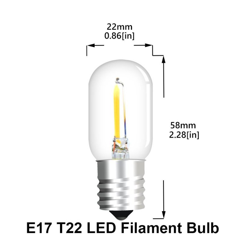 1W E17 T22 LED Edison Filament Bulb 10W Replacement Light, Intermediate Base LED Microwave Oven Appliance Light