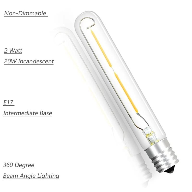 Bonlux Intermediate Base T6.5 LED Tubular Exit Sign Light 2W (20W Incandescent Equivalent) 120V E17 LED Appliance Bulb Clear Light Bulb