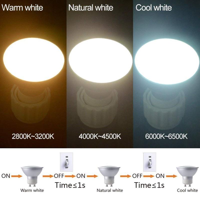 5W 400lm GU10 LED Spotlight Bulb, Color Temperature Changeable(Warm White/Natural White/Daylight White), 4-Pack