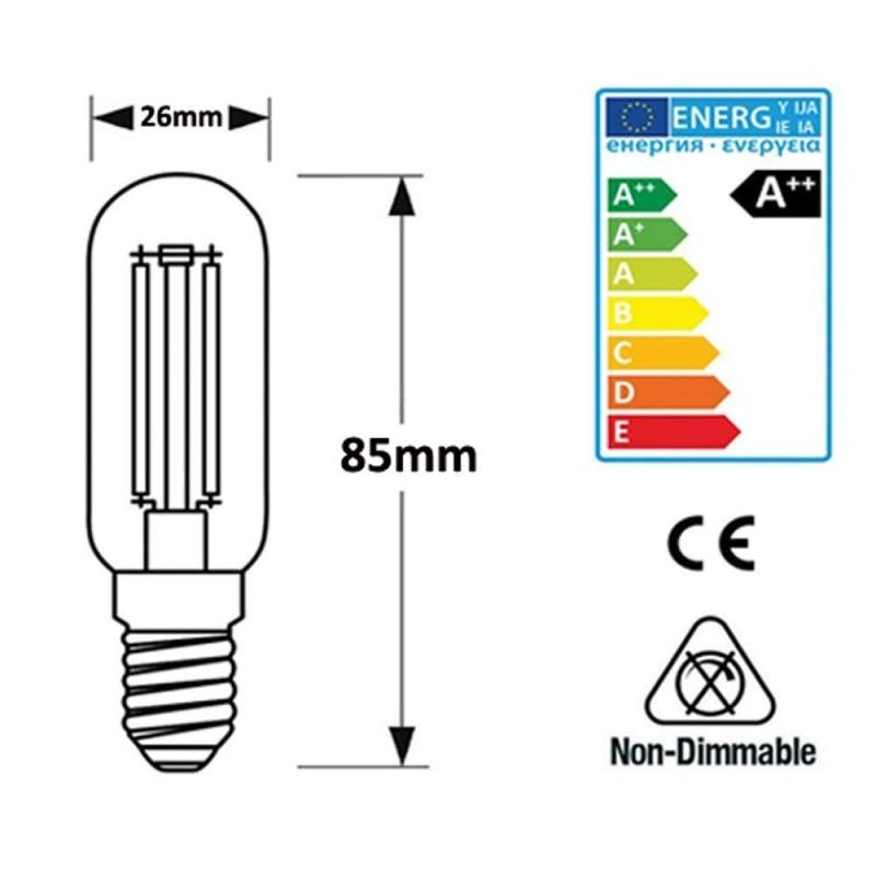 4W T26 E14 LED Tubular Filament Light Bulb , SES Small Screw Fitting Lamp, 20W Replacement (2-pack)