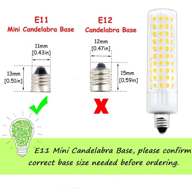 E11 Mini Candelabra LED Light Bulb 100W Equivalent Halogen Replacement JD T4 Clear E11 Light Bulbs 120V 8.5W  for Chandelier Ceiling Fan Lighting