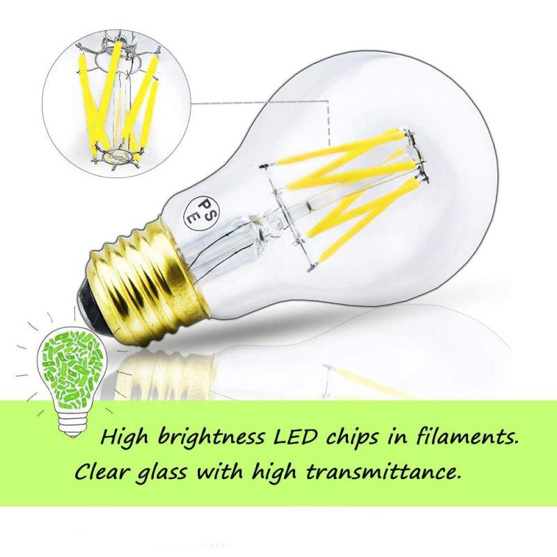 Dimmable LED Edison Filament Light A19(A60) Vintage LED Bulb E26 Medium Base LED Decorative Antique Lamp (3-Pack)