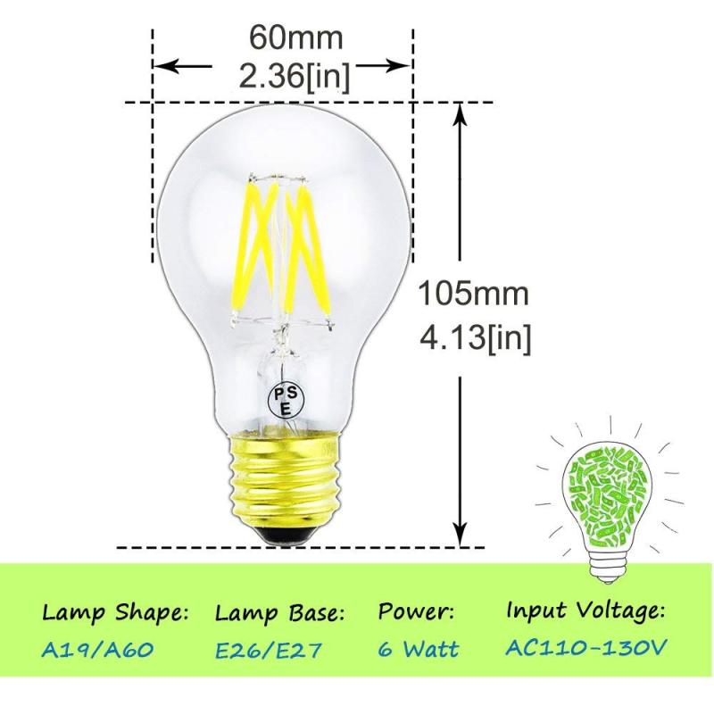 Dimmable LED Edison Filament Light A19(A60) Vintage LED Bulb E26 Medium Base LED Decorative Antique Lamp (3-Pack)