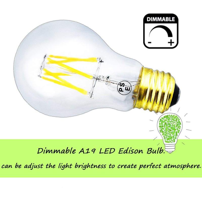 Dimmable LED Edison Filament Light A19(A60) Vintage LED Bulb E26 Medium Base LED Decorative Antique Lamp (3-Pack)