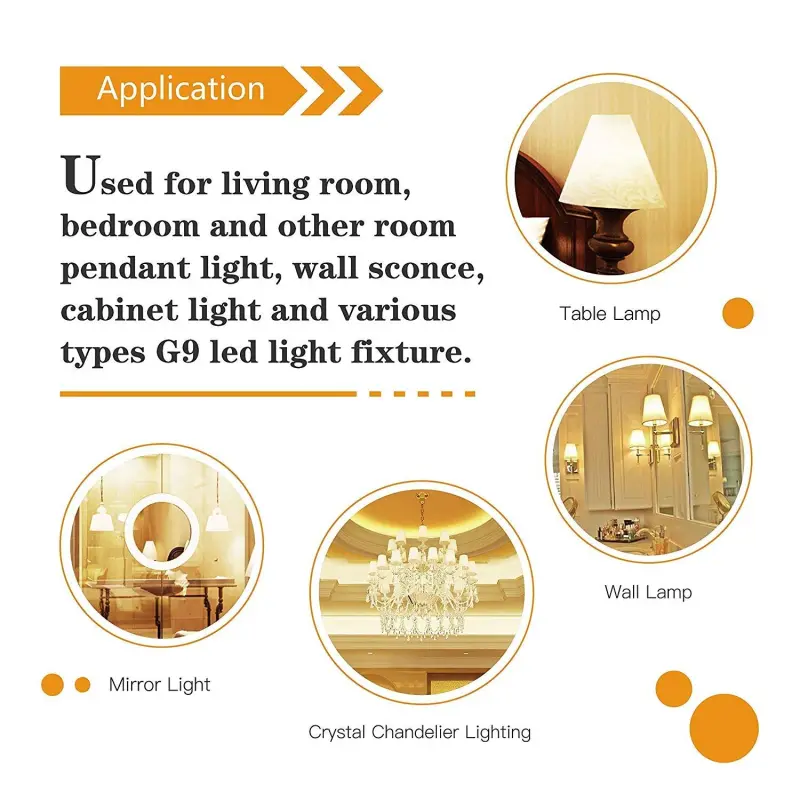 6W G9 No Flicker LED Dimmable Capsule Light Bulb, G9 Dimmable Bulbs, No Strobe, Flicker Free, 28W 33W 40W 50W Halogen Equivalent,  High Bright