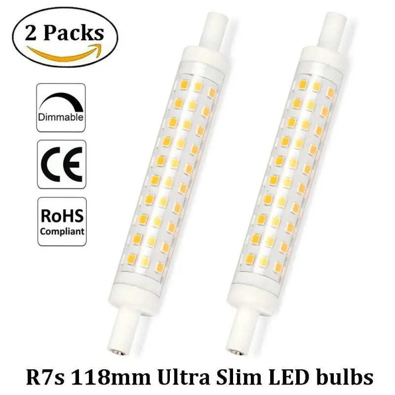 10W R7s 118mm LED Bulb Dimmable, 90W-100W R7s J118 230v Linear Halogen Bulb Replacement, Double-ended R7s Socket Reflector Bulb  (2 Packs)
