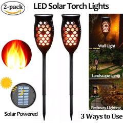 Solar Torch Garden Lights LED Outdoor Waterproof Flame Auto On/Off from Dusk to Dawn Dancing Solar Security Light 5W Warm White 1800-2200k (2-Pack)