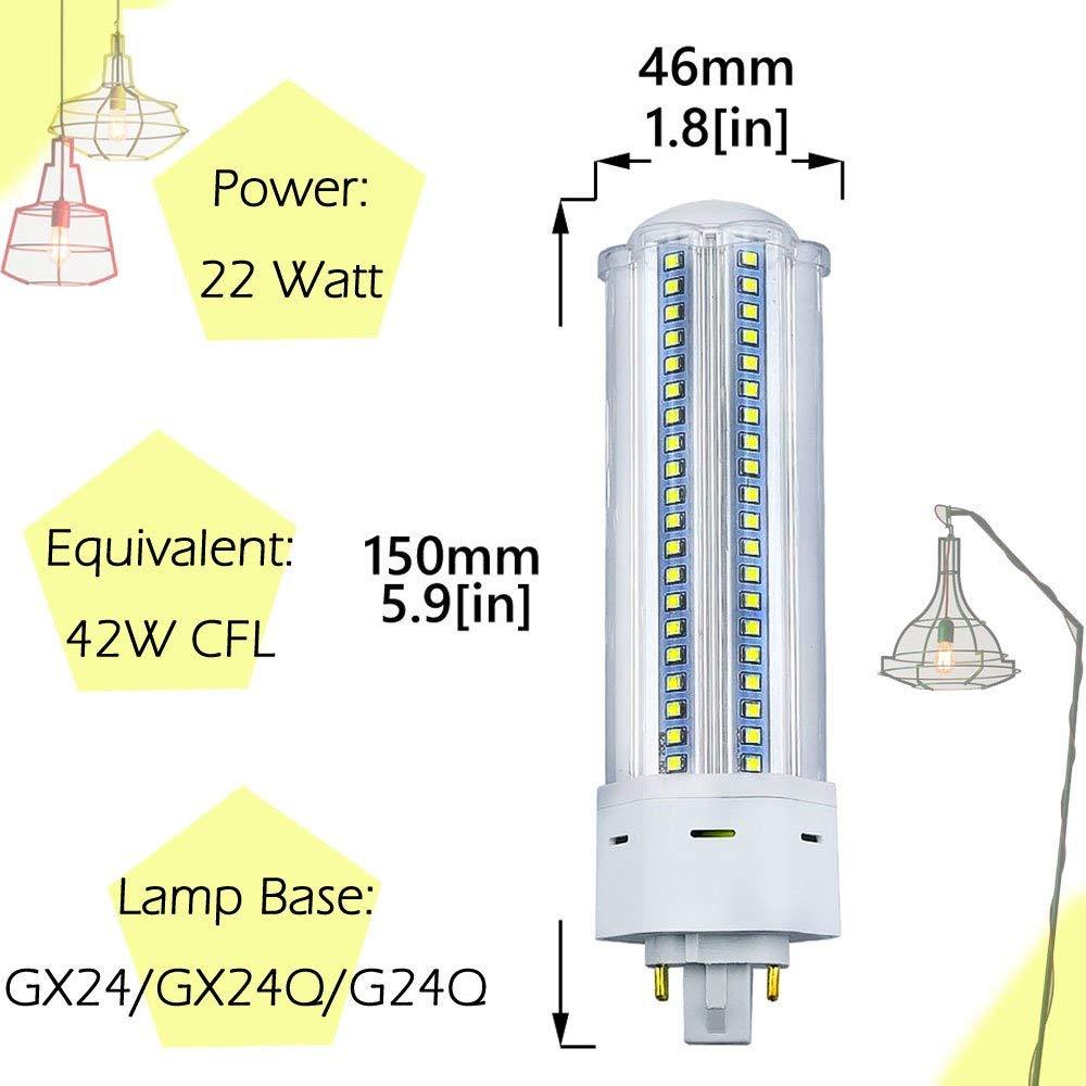 LED G24Q PL Lamp 4-Pin Universal Corn Light Bulb 42 Watt GX24 Compact Fluorescent Lamp Equivalent GX24Q Base for Warehouse Garage Home Lighting