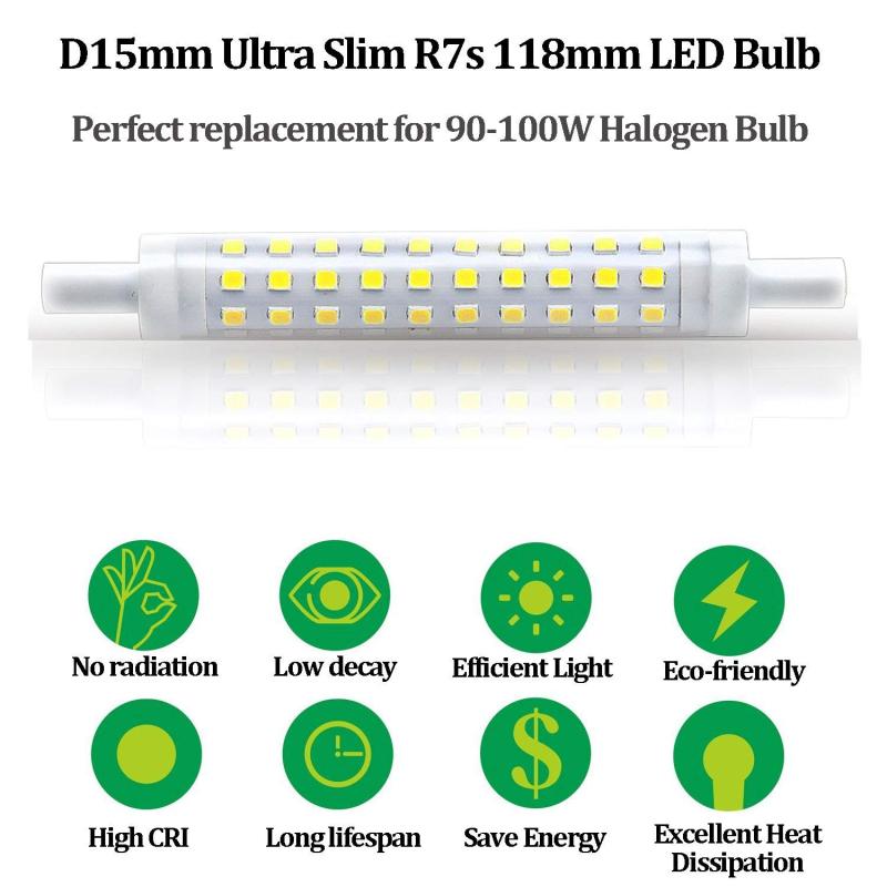 10W R7s 118mm LED Bulb Dimmable, 90W-100W R7s J118 230v Linear Halogen Bulb Replacement, Double-ended R7s Socket Reflector Bulb  (2 Packs)