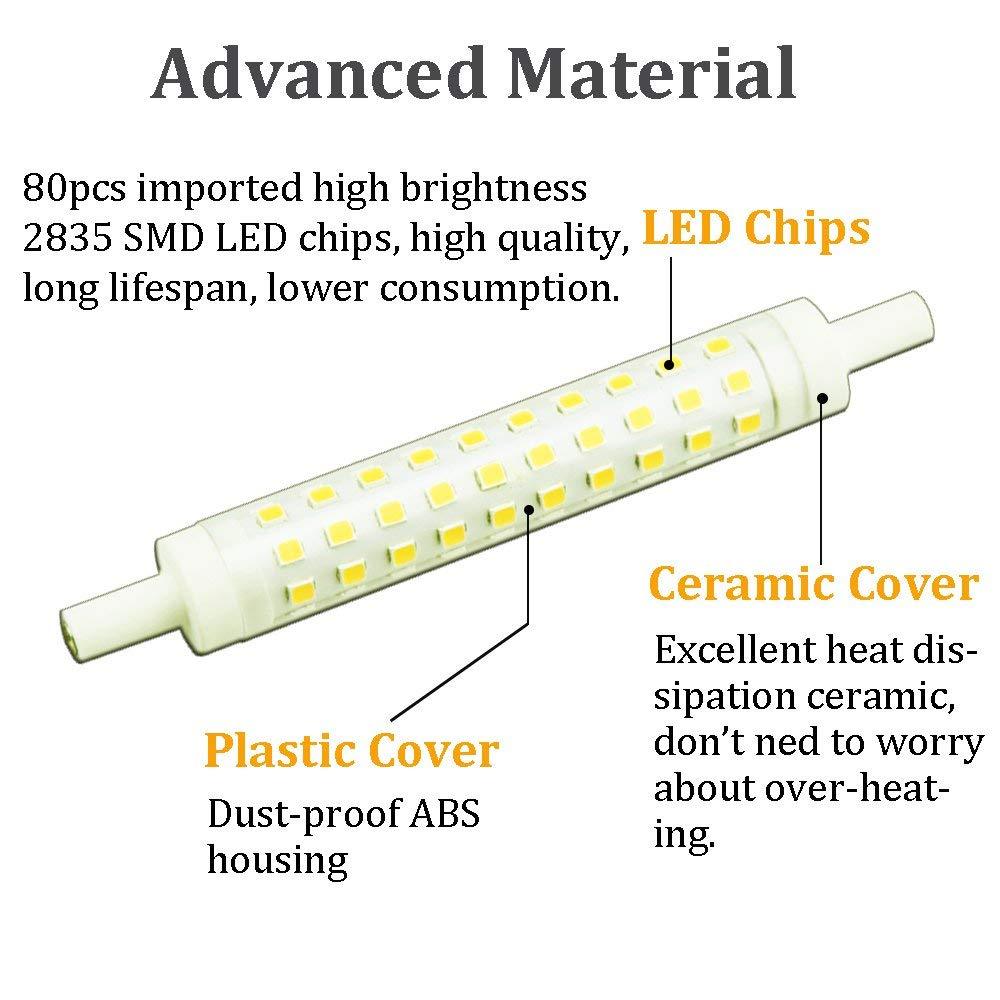 10W R7s 118mm LED Bulb Dimmable, 90W-100W R7s J118 230v Linear Halogen Bulb Replacement, Double-ended R7s Socket Reflector Bulb  (2 Packs)