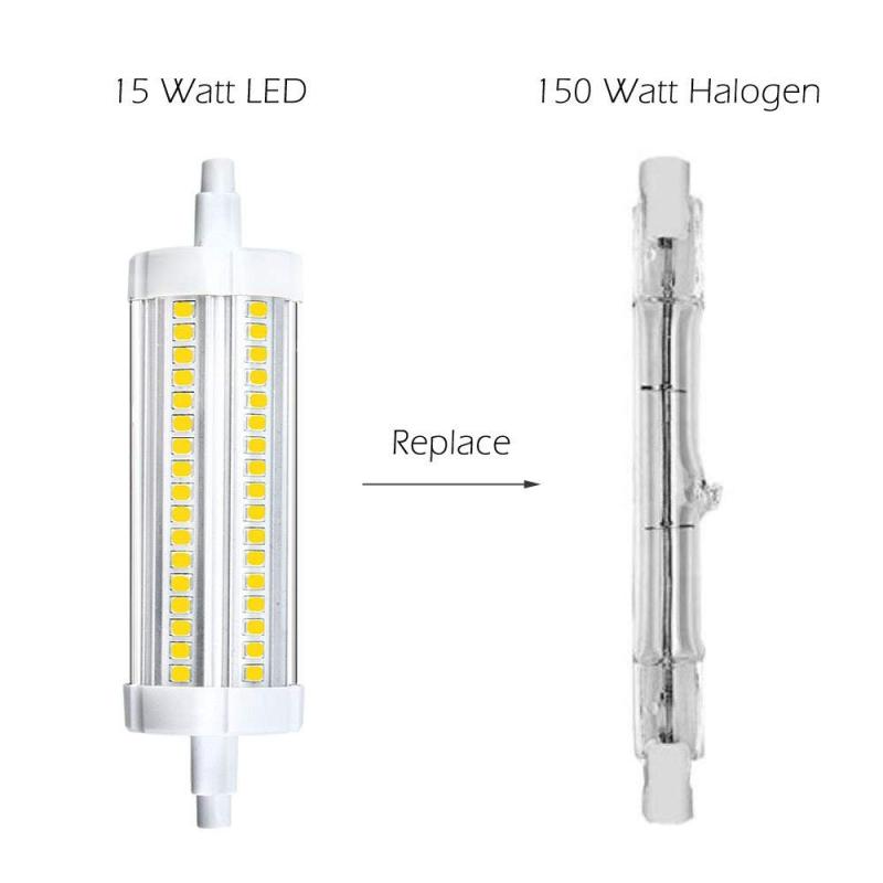 15 Watt T3 R7S LED 118MM J118 Halogen 150 Watt Equivalent, Double Ended LED Light Bulbs 120V Quartz Tube Lamps Replacement for Security, Floor Lamp