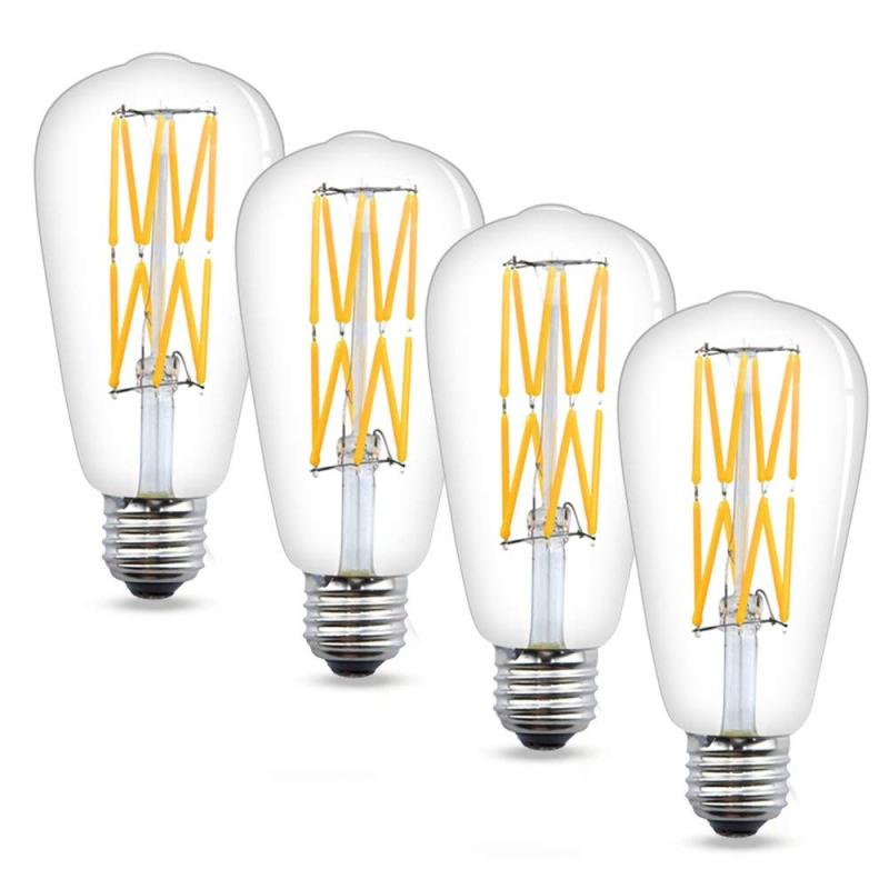 12W Dimmable Vintage Edison LED Bulb ST21/ST64 LED Filament Lights Medium Base E26 LED Bulb 120 Watts Incandescent Equivalent (4-Pack)