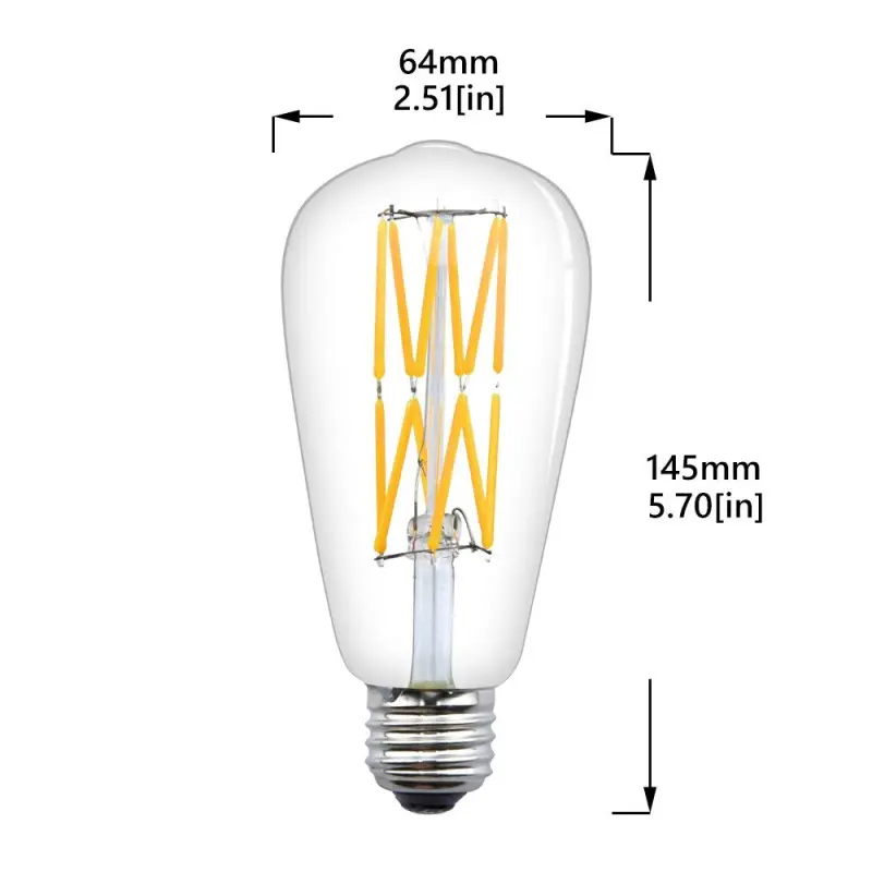 12W Dimmable Vintage Edison LED Bulb ST21/ST64 LED Filament Lights Medium Base E26 LED Bulb 120 Watts Incandescent Equivalent (4-Pack)