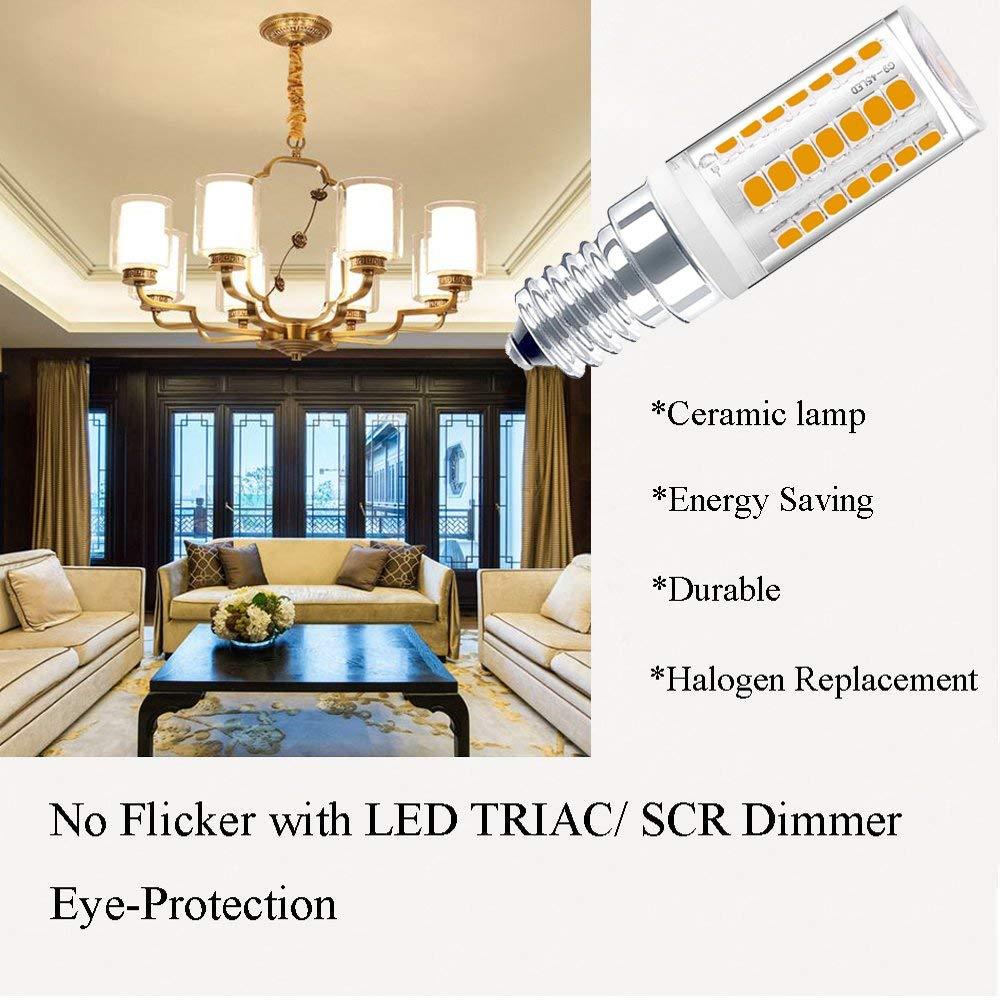 4W Dimmable E12 LED Candelabra Chandelier Bulb 120V T3/T4 E12 Candelabra Base 35W Halogen Replacement Bulb for Ceiling Fan, No Flicker (4-Pack)