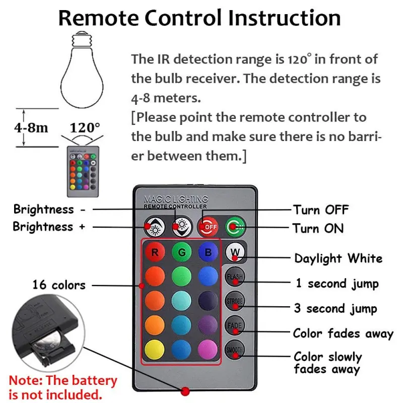 RGB Colour Changing LED Light Bulb B22 Bayonet Dimmable with IR Remote Controller 16 Multi Coloured Changing LED Light Bulb Candle Bulb(2-pack)